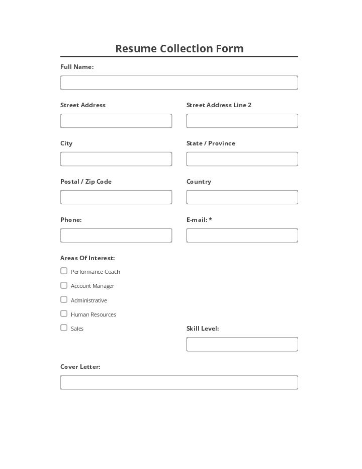Manage Resume Collection Form Netsuite