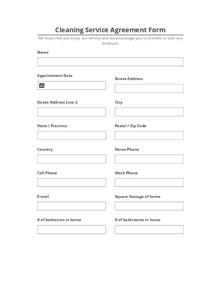 Manage Cleaning Service Agreement Form Salesforce