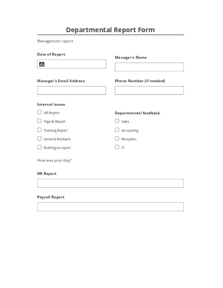 Pre-fill Departmental Report Form