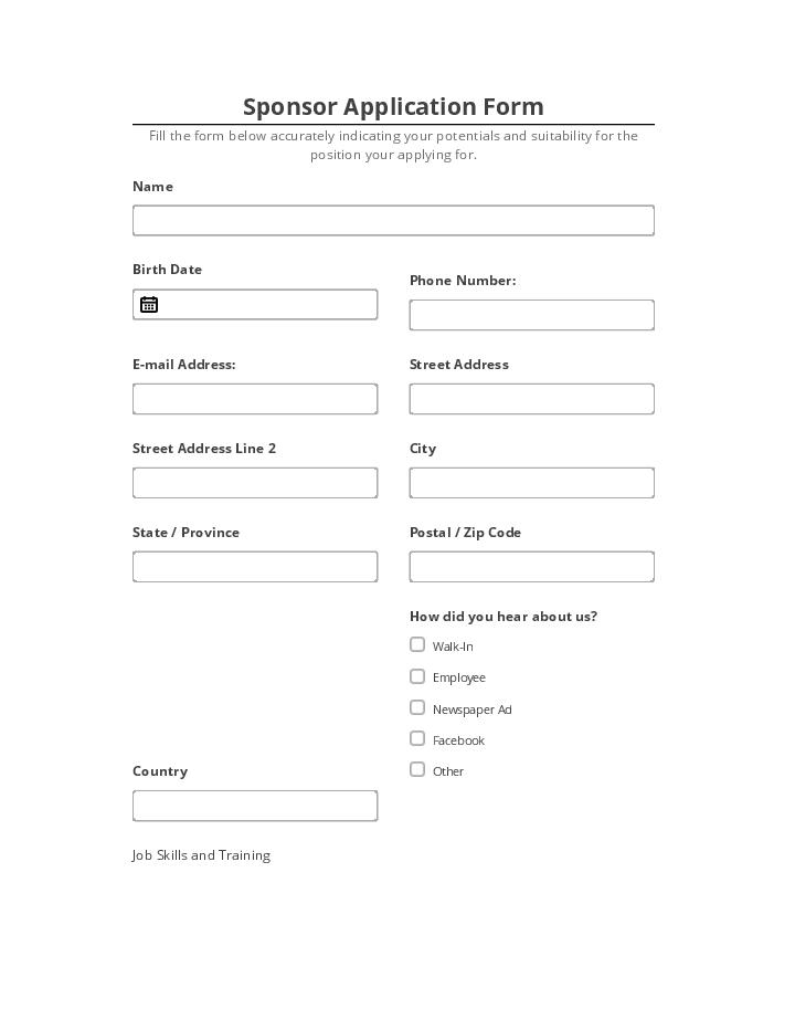 Synchronize Sponsor Application Form Salesforce