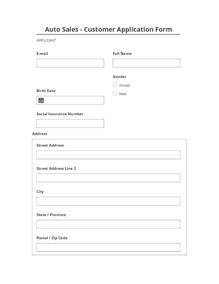 Export Auto Sales - Customer Application Form Netsuite