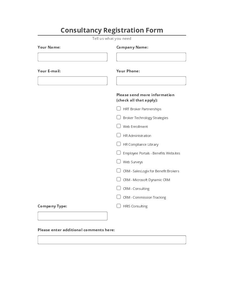 Arrange Consultancy Registration Form Salesforce