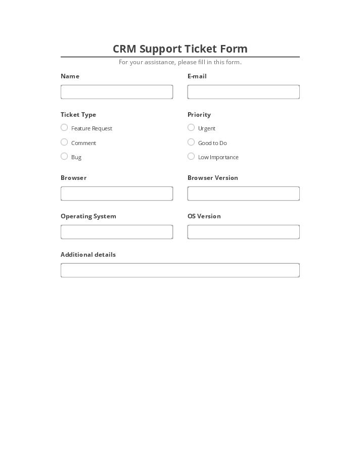 Incorporate CRM Support Ticket Form Salesforce