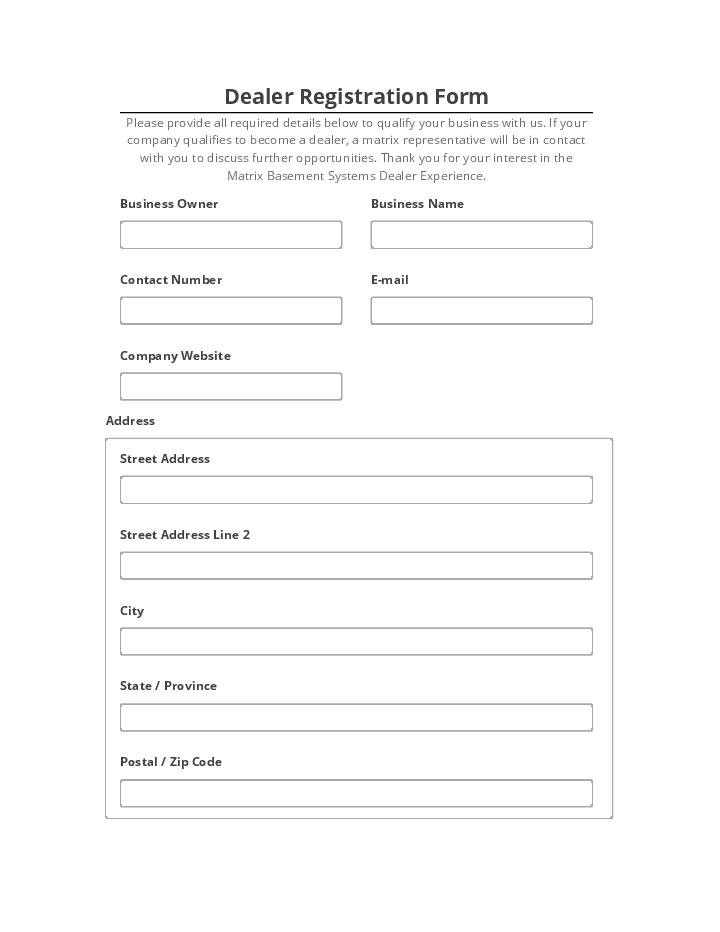 Pre-fill Dealer Registration Form