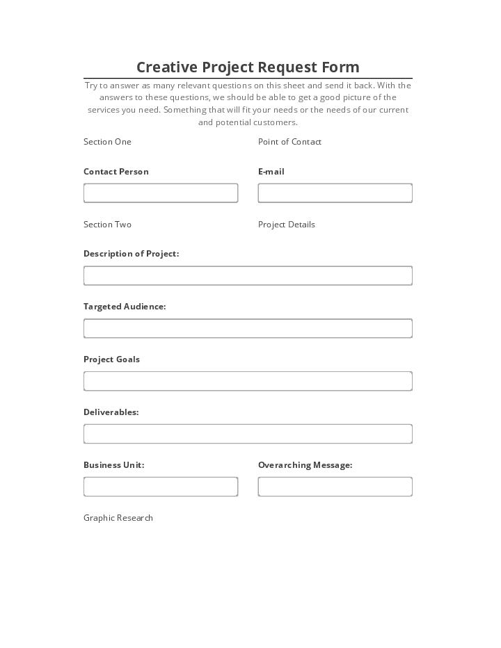 Export Creative Project Request Form Salesforce