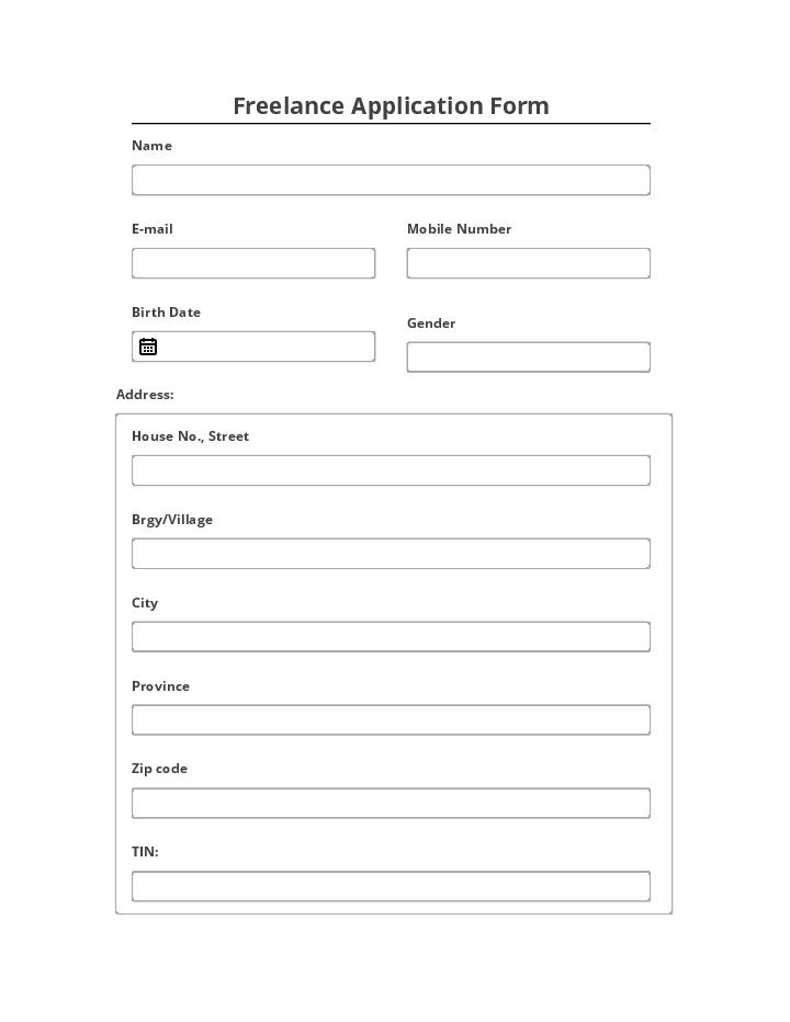 Update Freelance Application Form Netsuite