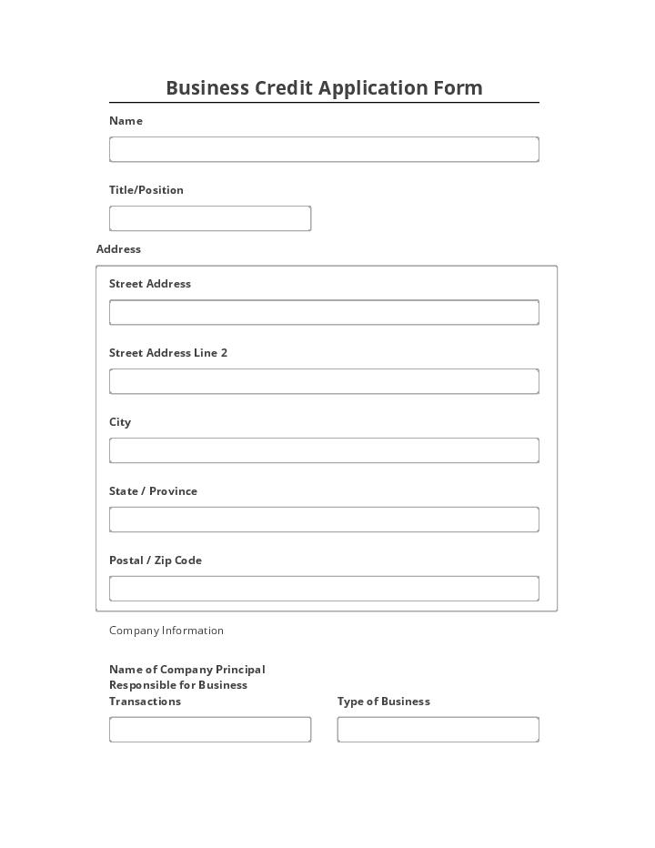Arrange Business Credit Application Form Salesforce