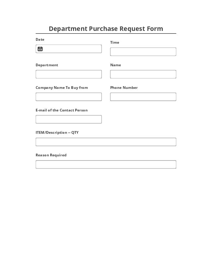 Arrange Department Purchase Request Form