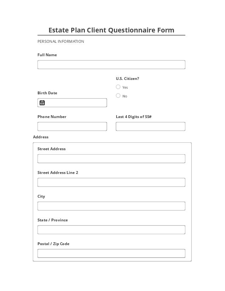 Archive Estate Plan Client Questionnaire Form Salesforce