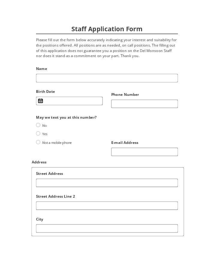Pre-fill Staff Application Form Netsuite