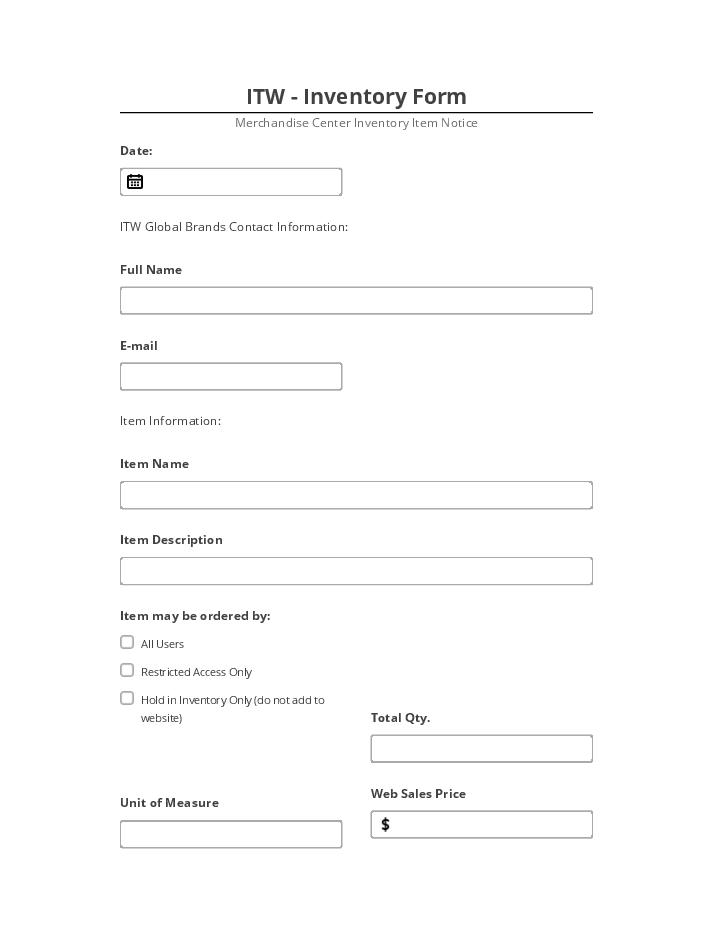 Arrange ITW - Inventory Form