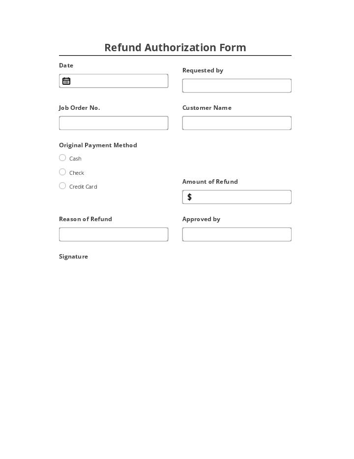 Manage Refund Authorization Form