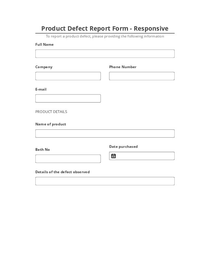 Incorporate Product Defect Report Form - Responsive Microsoft Dynamics