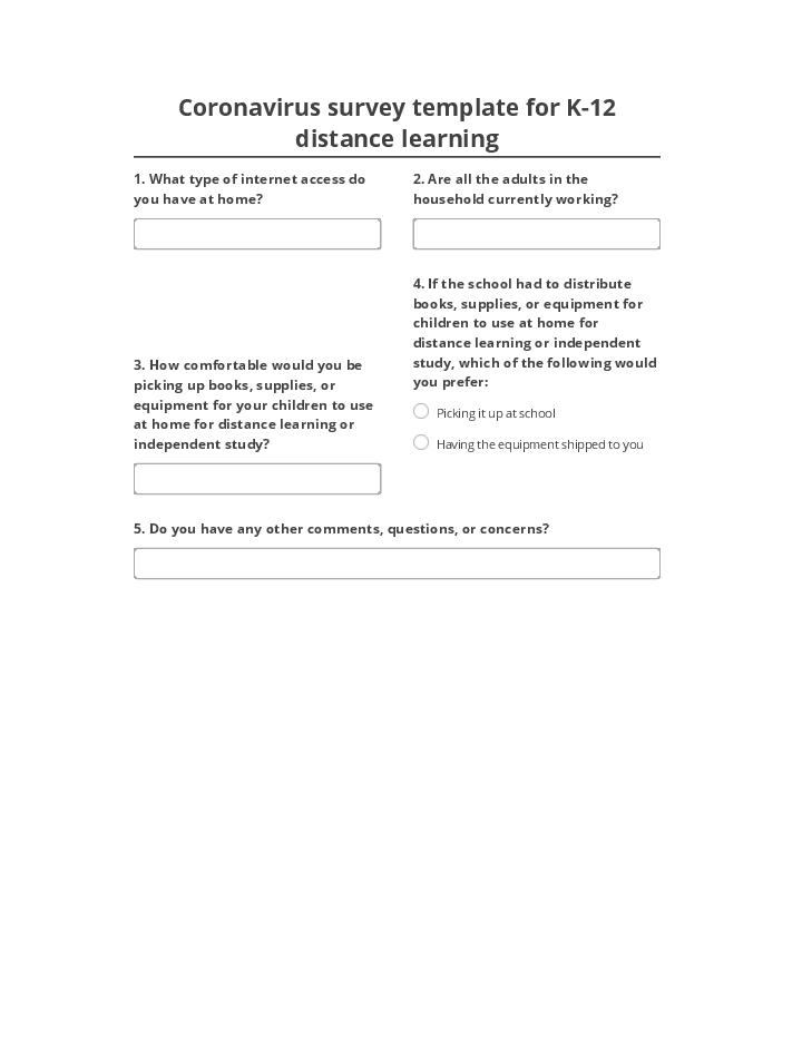 Extract Coronavirus survey template for K-12 distance learning from Microsoft Dynamics