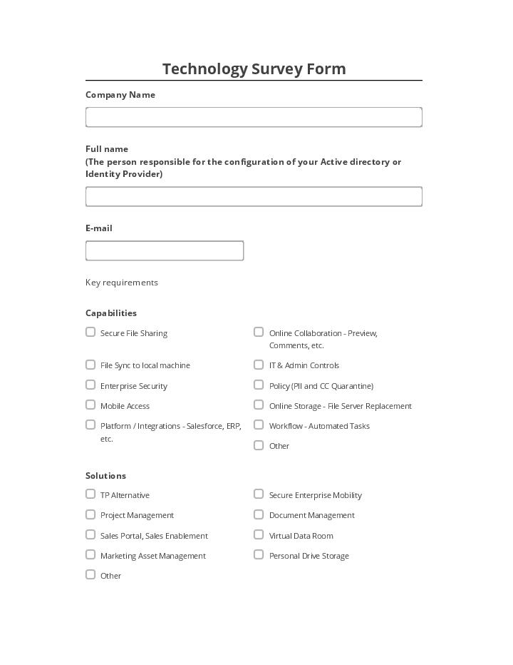 Pre-fill Technology Survey Form Salesforce