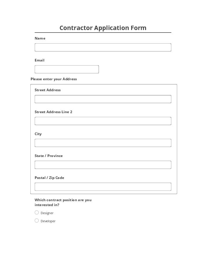 Pre-fill Contractor Application Form Netsuite