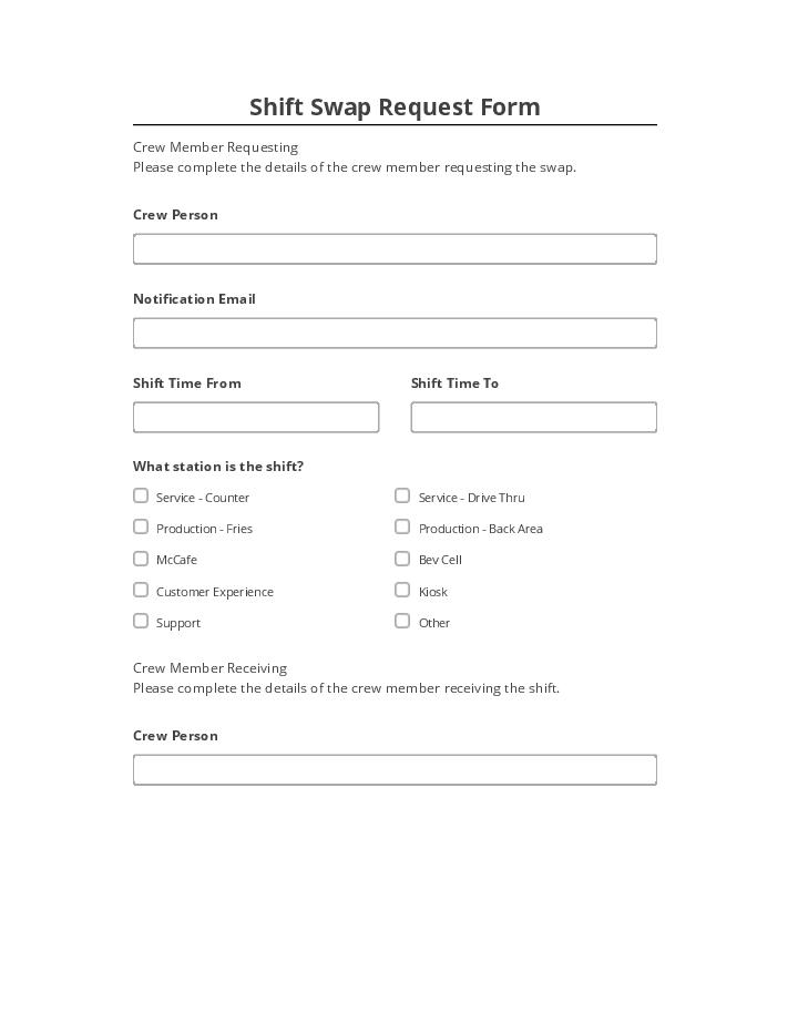 Integrate Shift Swap Request Form Netsuite