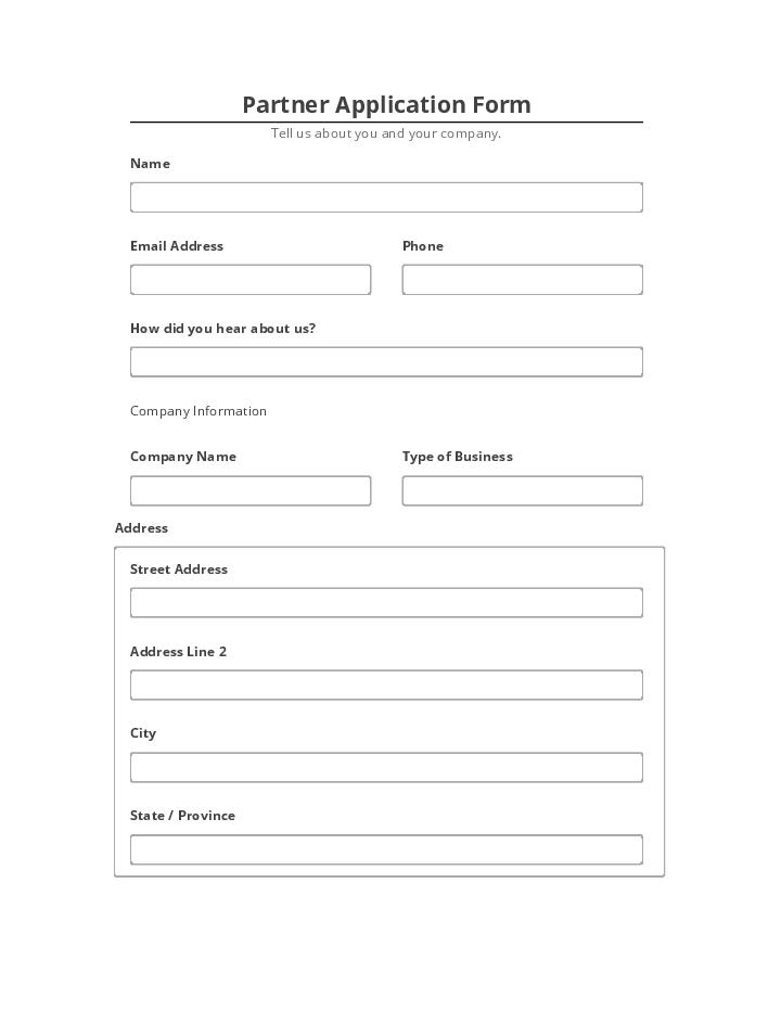 Arrange Partner Application Form Netsuite