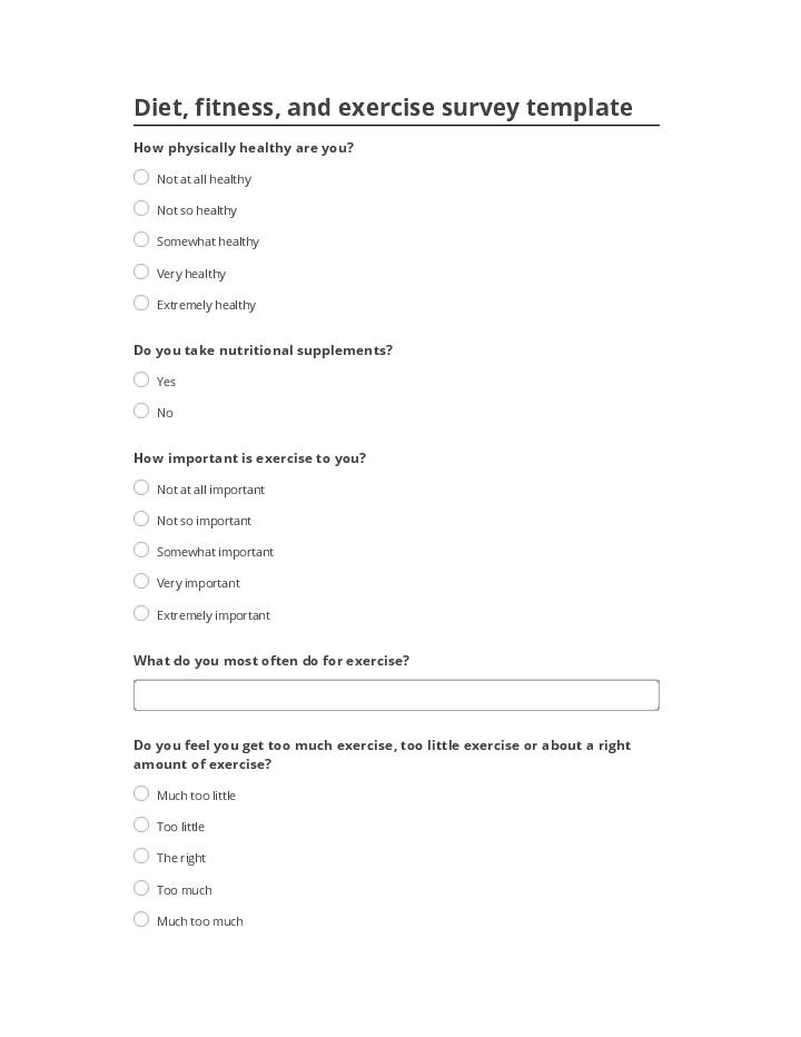 Manage Diet, fitness, and exercise survey in Netsuite
