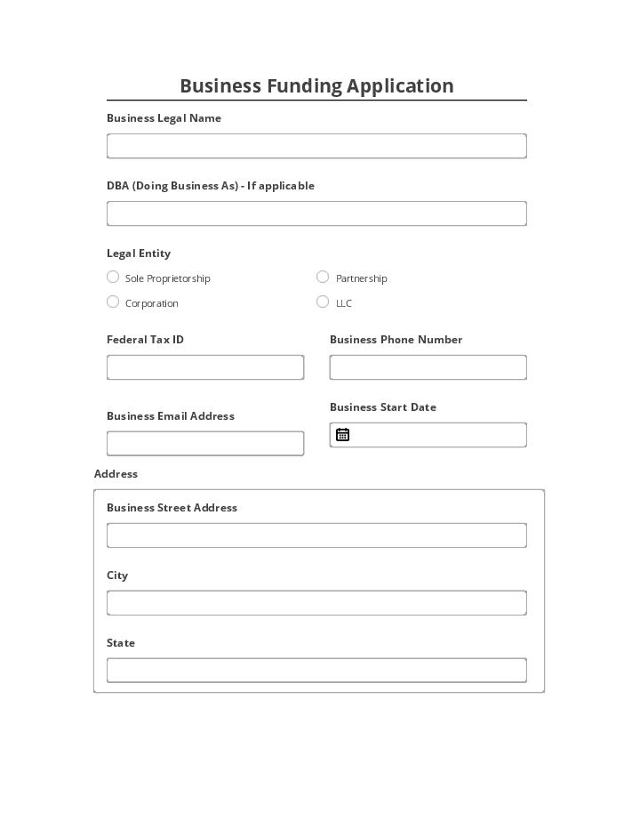 Synchronize Business Funding Application Form Netsuite