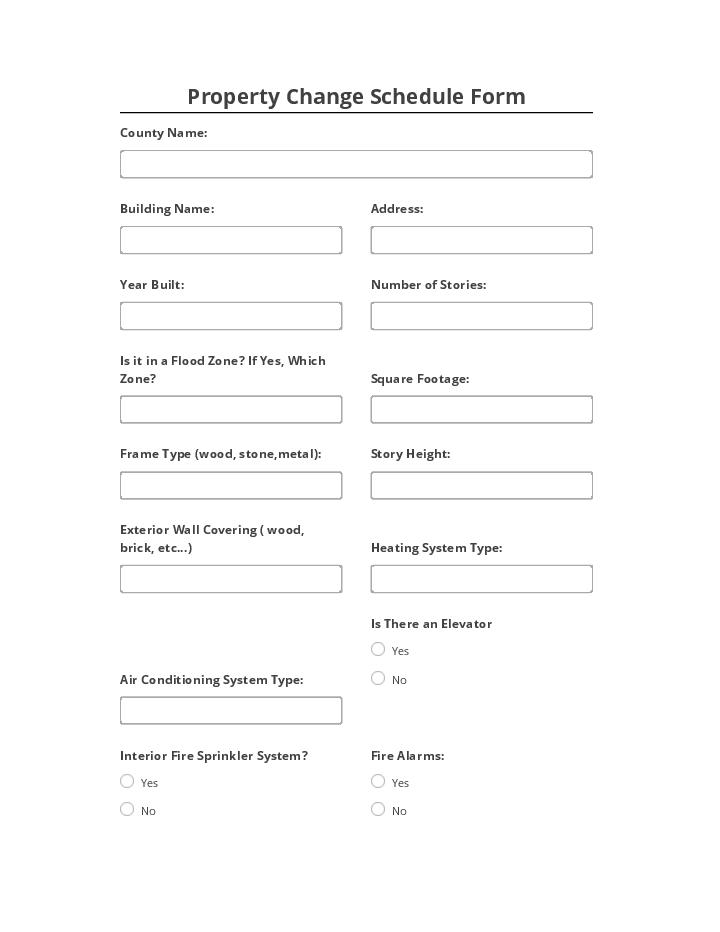 Arrange Property Change Schedule Form