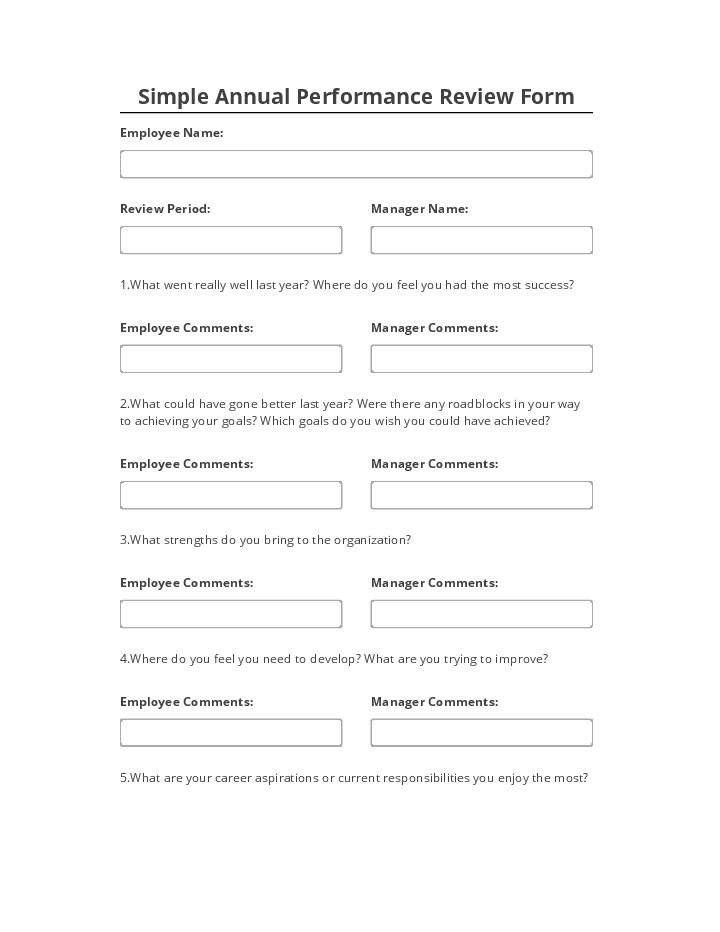 Pre-fill Simple Annual Performance Review Form Netsuite
