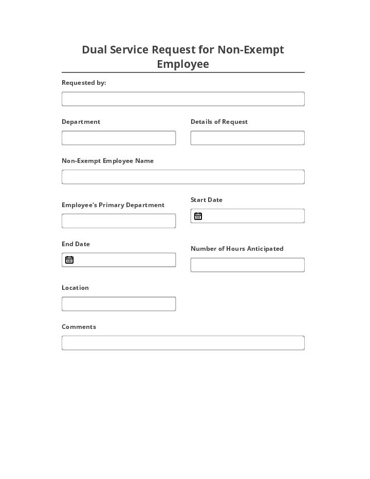 Pre-fill Dual Service Request for Non-Exempt Employee Form Netsuite