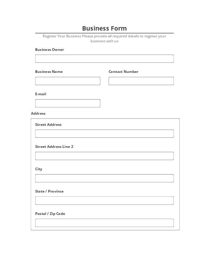 Arrange Business Form Salesforce