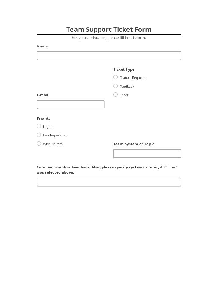 Pre-fill Team Support Ticket Form from Salesforce