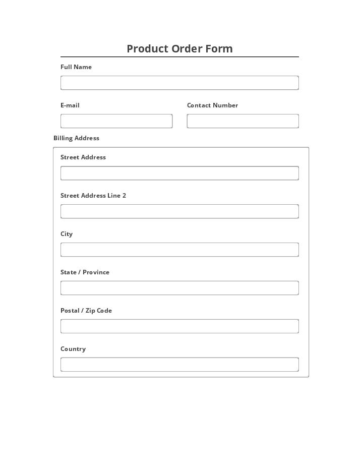Synchronize Product Order Form