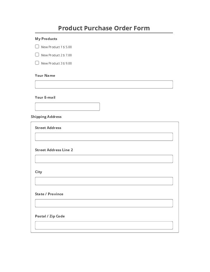 Incorporate Product Purchase Order Form Salesforce
