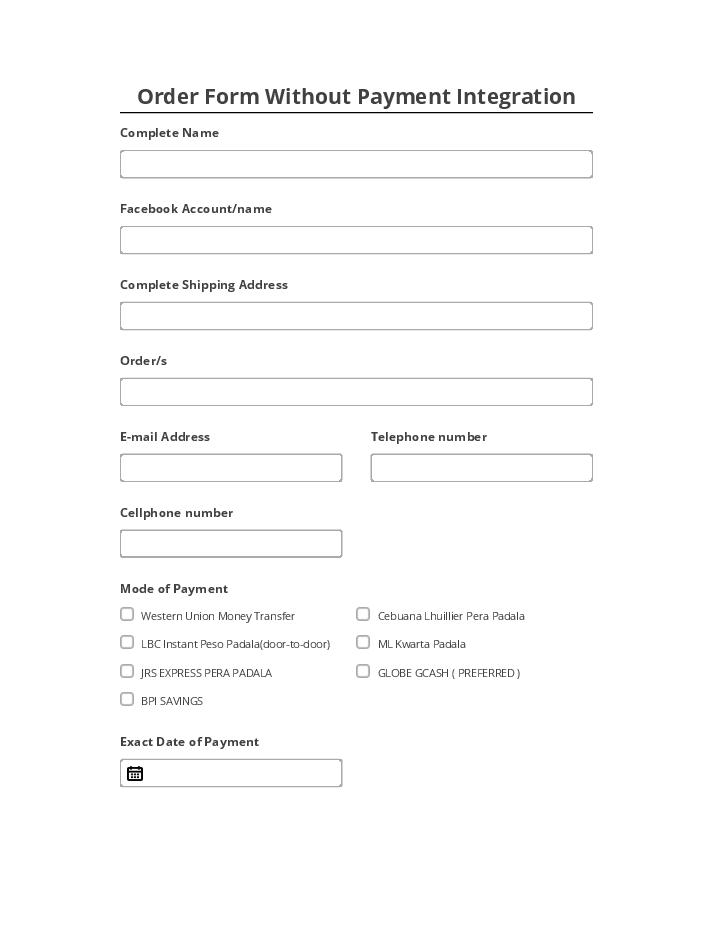 Incorporate Order Form Without Payment Integration Microsoft Dynamics