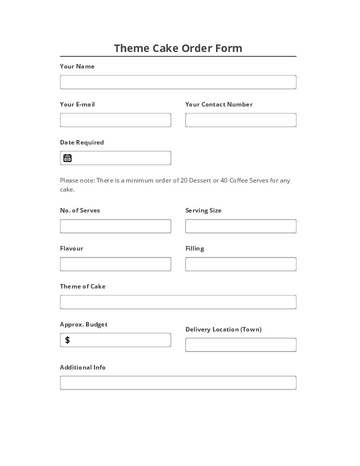 Integrate Theme Cake Order Form