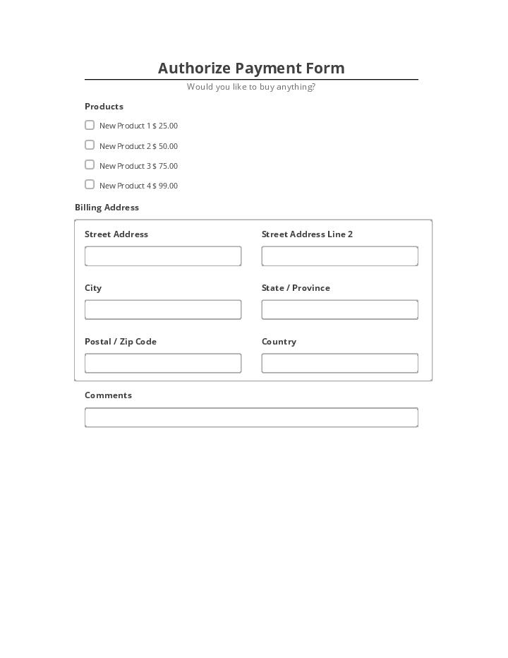 Manage Authorize Payment Form