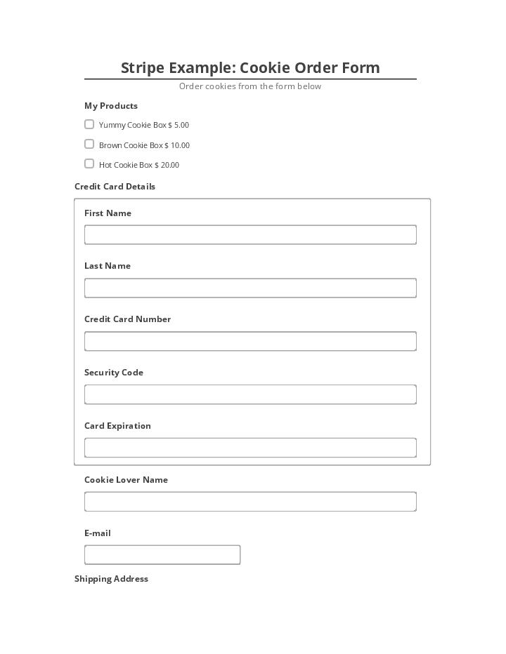 Pre-fill Stripe Example: Cookie Order Form Netsuite