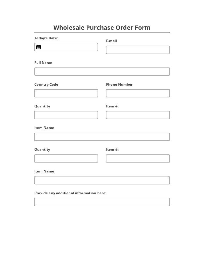 Synchronize Wholesale Purchase Order Form