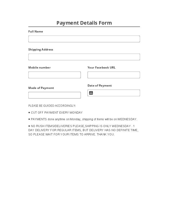 Automate Payment Details Form