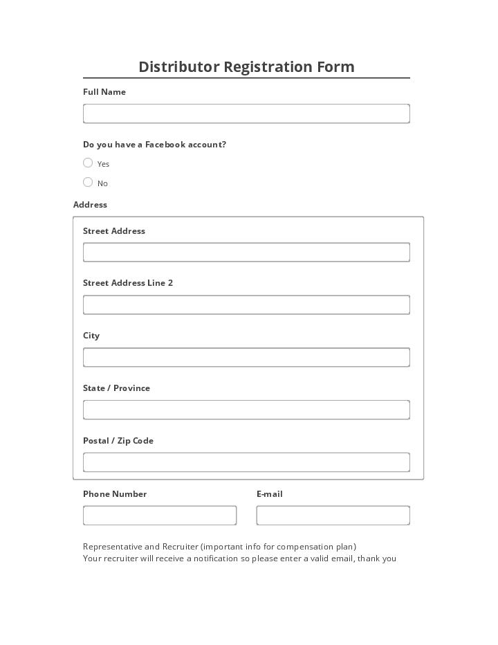 Incorporate Distributor Registration Form Netsuite