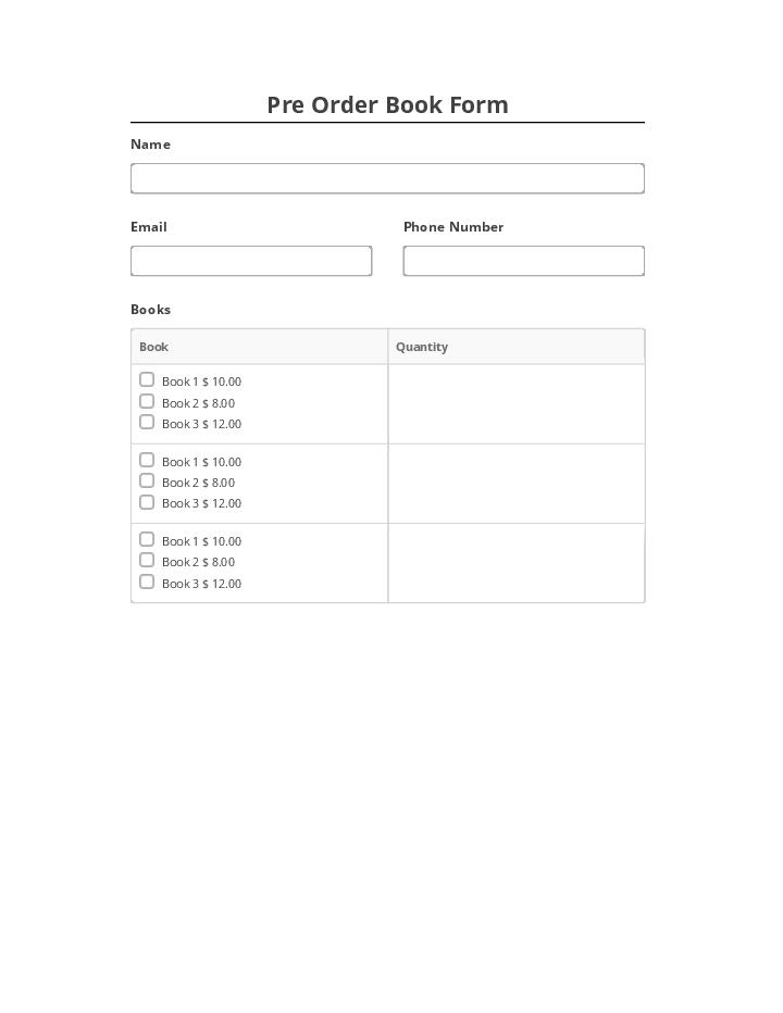 Export Pre Order Book Form Salesforce