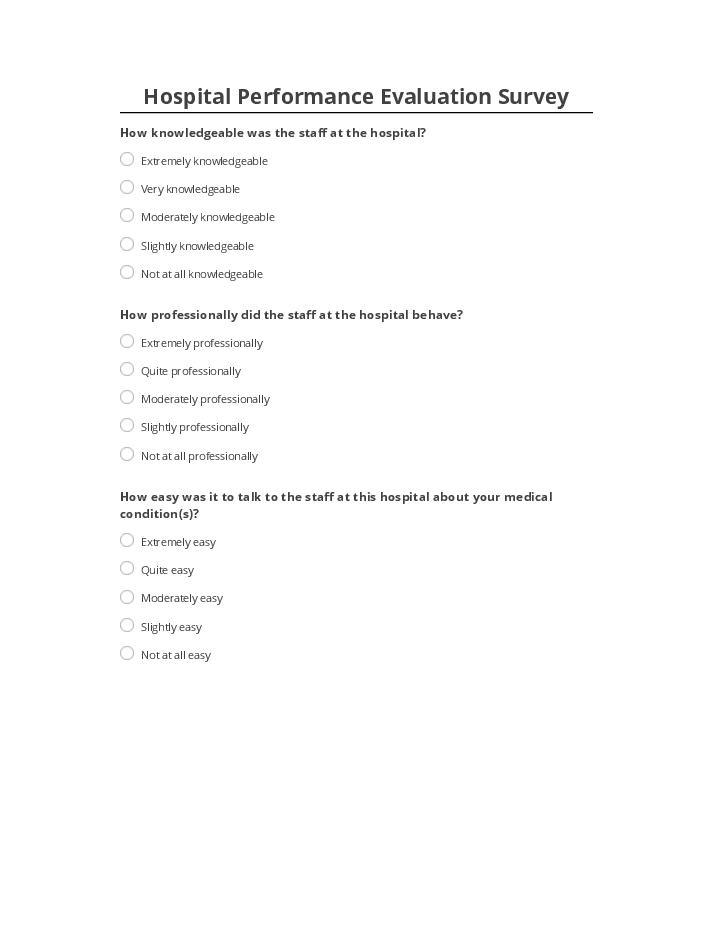 Pre-fill Hospital performance evaluation survey