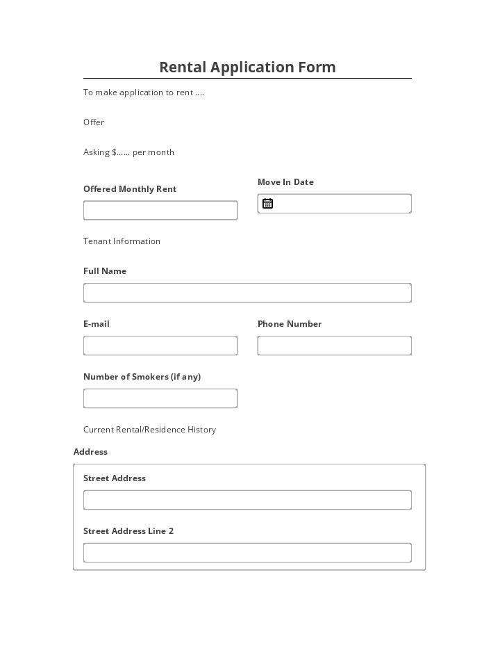 Integrate Rental Application Form