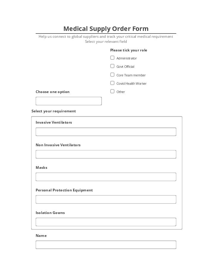 Arrange Medical Supply Order Form