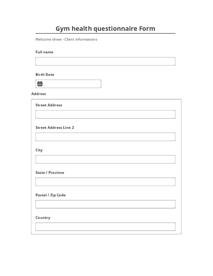 Incorporate Gym health questionnaire Form Salesforce