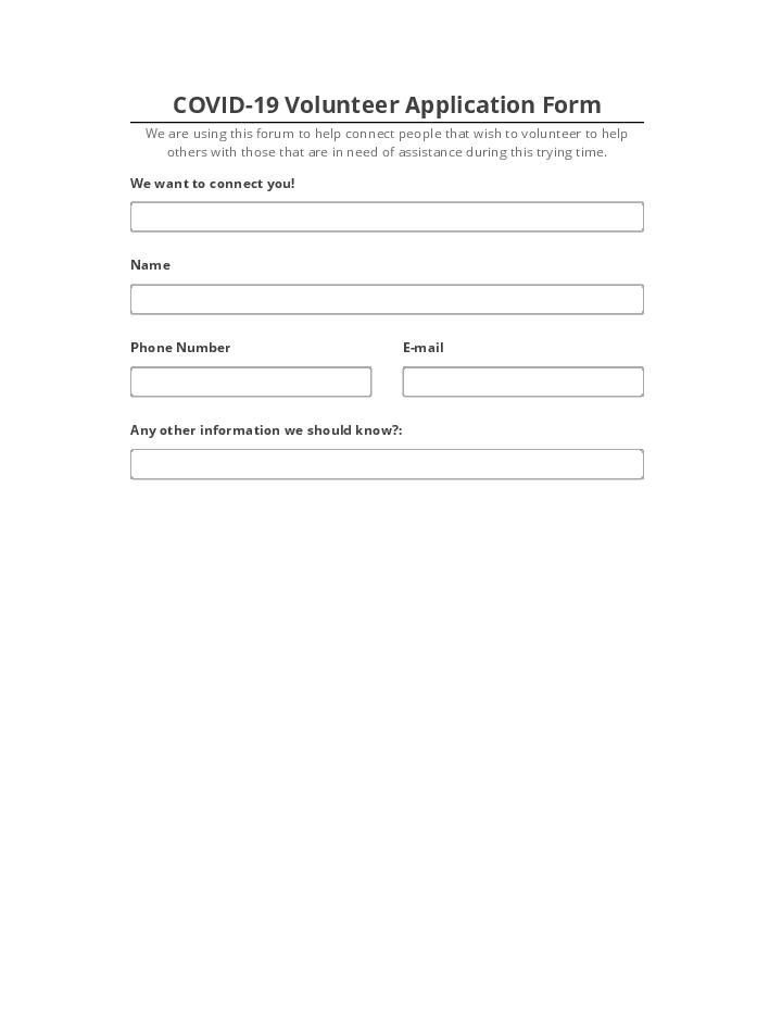 Synchronize COVID-19 Volunteer Application Form Netsuite