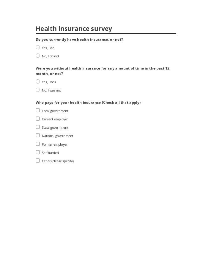 Update Health insurance survey