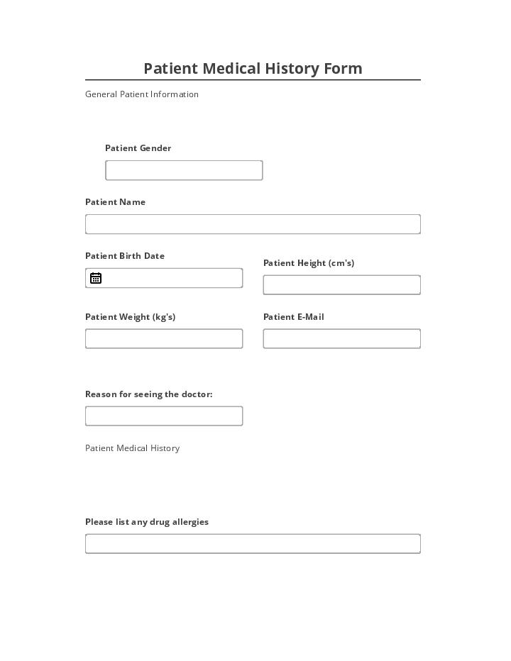 Pre-fill Patient Medical History Form Netsuite