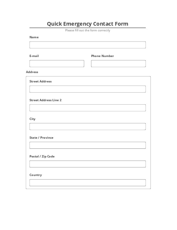Arrange Quick Emergency Contact Form