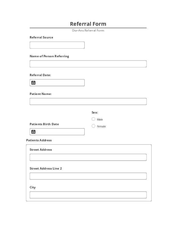 Export Referral Form to Netsuite