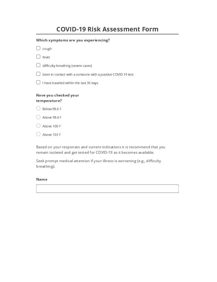 Manage COVID-19 Risk Assessment Form Netsuite