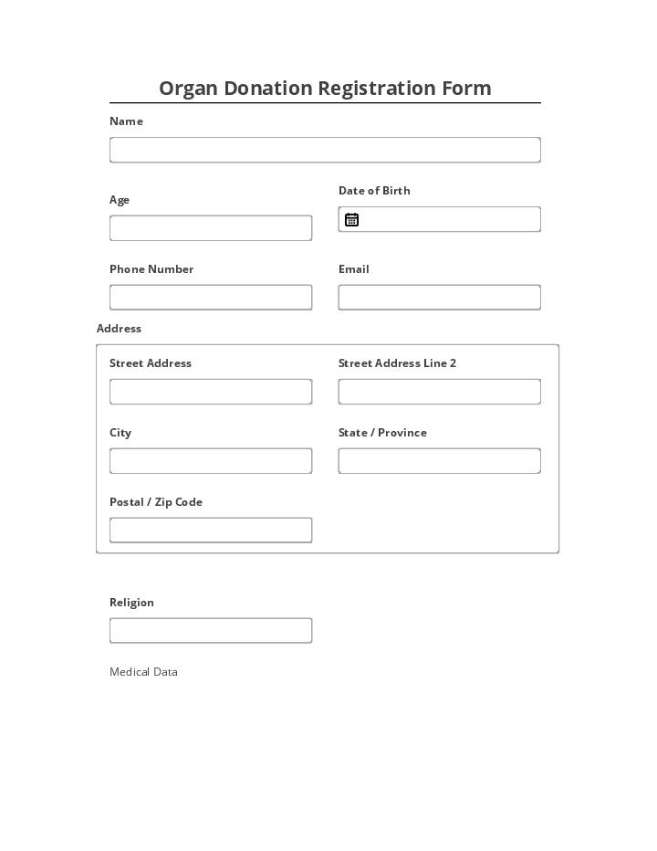 Arrange Organ Donation Registration Form Salesforce